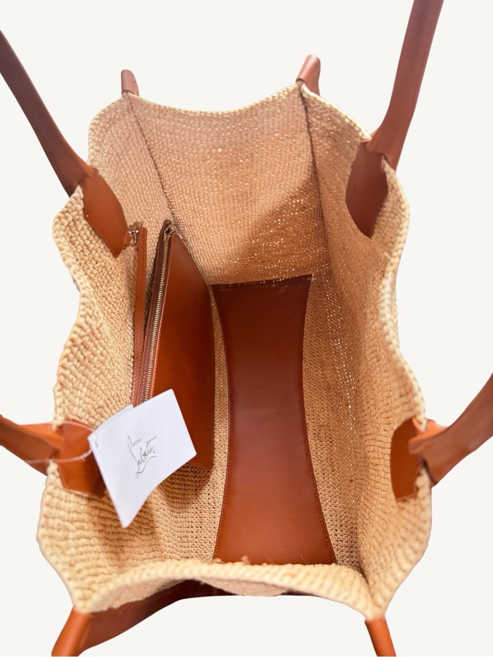 NWT Christian Louboutin Large By My Side Raffia Tote Bag Woven Travel Summer - Picture 12 of 16